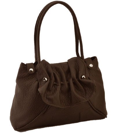 Washed Ostrich Silver Tone Hardware Handbag (Brown)