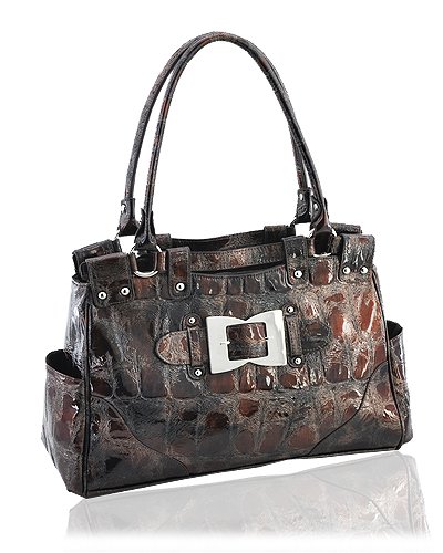 High Quality Synthetic Python Leather Look Handbag (Brown)