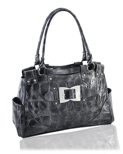 High Quality Synthetic Python Leather Look Handbag (Pewter)
