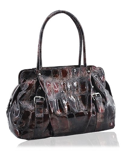 Synthetic Python Leather Look Handbag (Brown)