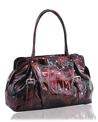 Synthetic Python Leather Look Handbag (Wine)