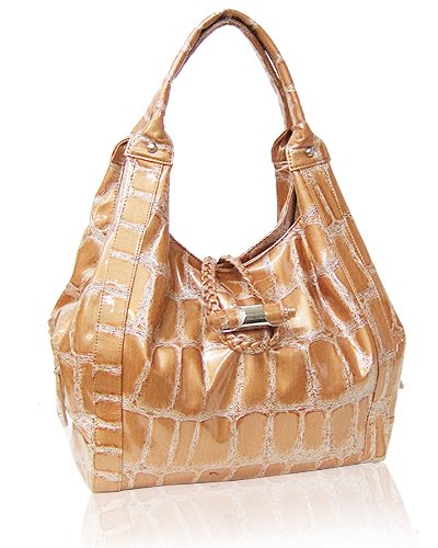 High Quality Synthetic Python Leather Look Hobo (Tan)