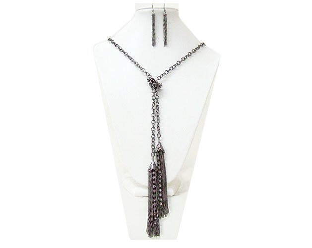 Metal Tangle and Native Crystal Beaded Necklace