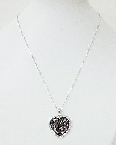 Crystal with Heart Pendant Necklace (Black)