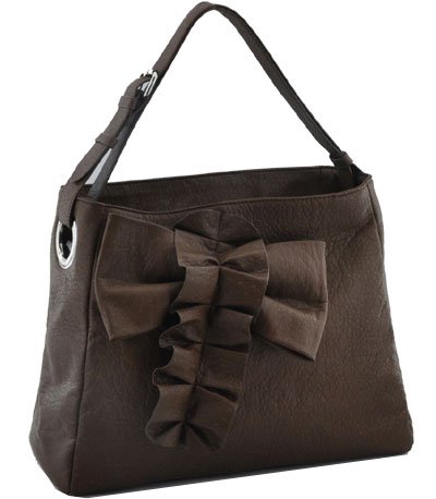 Washed Adjustable Shoulder Strap Ostrich Handbag (Brown)
