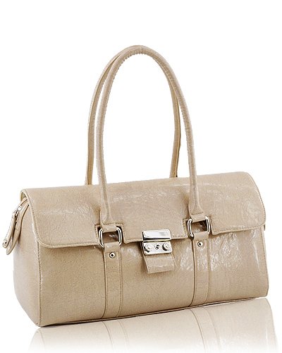 Glazed Leather Look Handbag (Coffee)