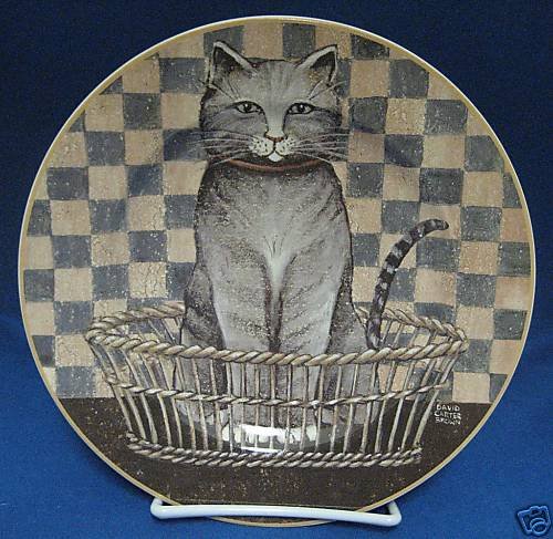 GRAY TABBY CAT PLATE DAVID CARTER BROWN ONEIDA MINT