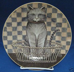 GRAY TABBY CAT PLATE DAVID CARTER BROWN ONEIDA MINT