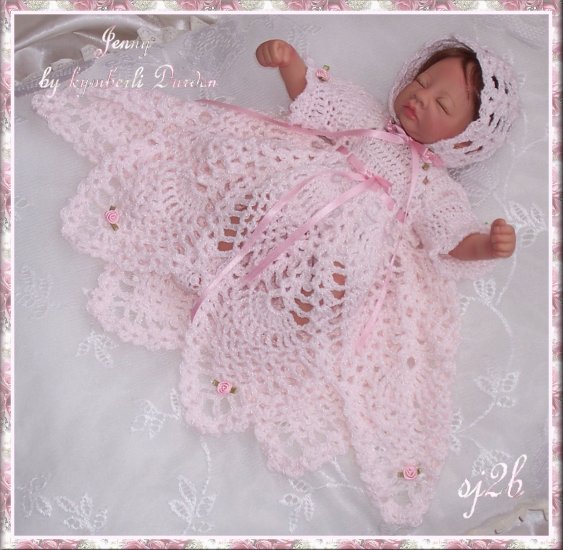 Christening Custom Crochet Set for Collector Doll and Reborn SJ2B
