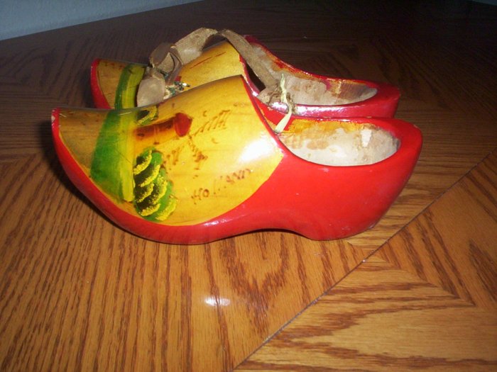 Holland Wood Carved Pair of Shoes