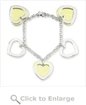 Two-Tone Heart Charm Bracelet