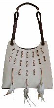 6-Pocket Canvas Day Bag w/Braiding and Feathers Accents