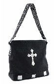 Studded/Acrylic Stones Embelished 5-Pocket Bag w/Studded Handle and Cross