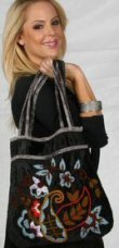 Black Viscose Bag Embroidered
