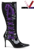 Funky purple Laces Boots "Funtasma" - 3 3/4" Heel Interchangable Laces Gothic Knee Boot