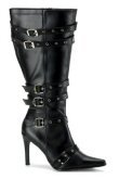 Black Buckle Boot "Funtasma" - 3 3/4" Heel Wide-Width Pirate Knee Boot - Each Pair