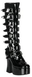 Buckle Platform Knee Boot 8 Buckle Heel
