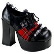 Skull Studding and Lace Trim Platform Shoe Plaid
