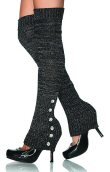 Knee High Leg Warmers with Side Rhinestone Buttons