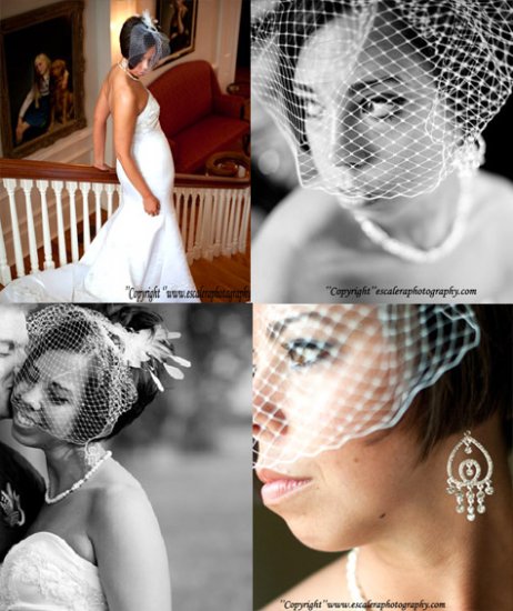 Birdcage veil in 12" available in ivory or white