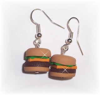 Polymer Clay Fun Food Earrings Cheeseburger