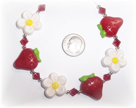 Polymer Clay STRAWBERRY STRAWBERRIES Bracelet PRETTY!