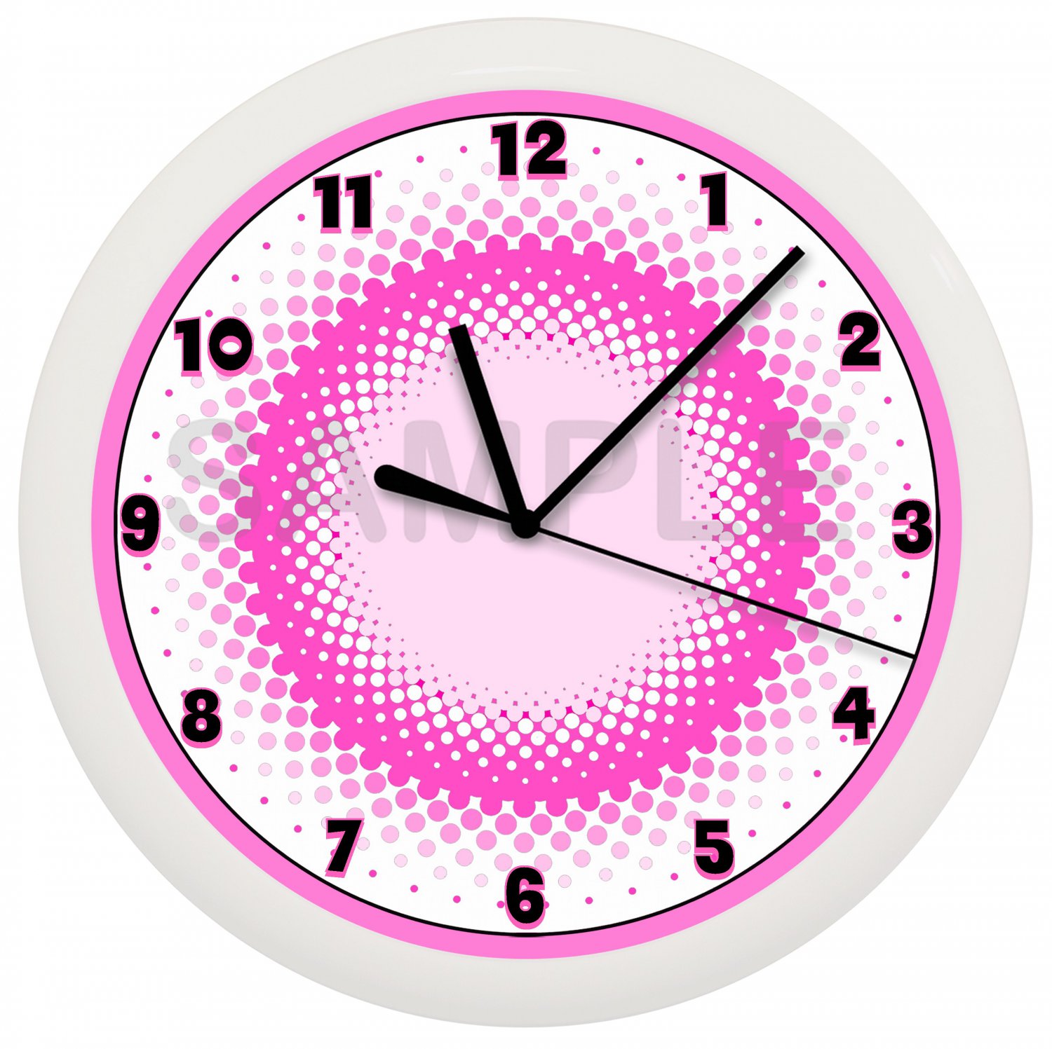 Pink and White Circles Wall Clock