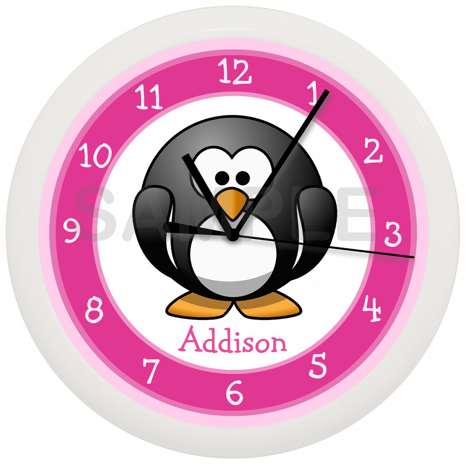 Pink Penguin Wall Clock