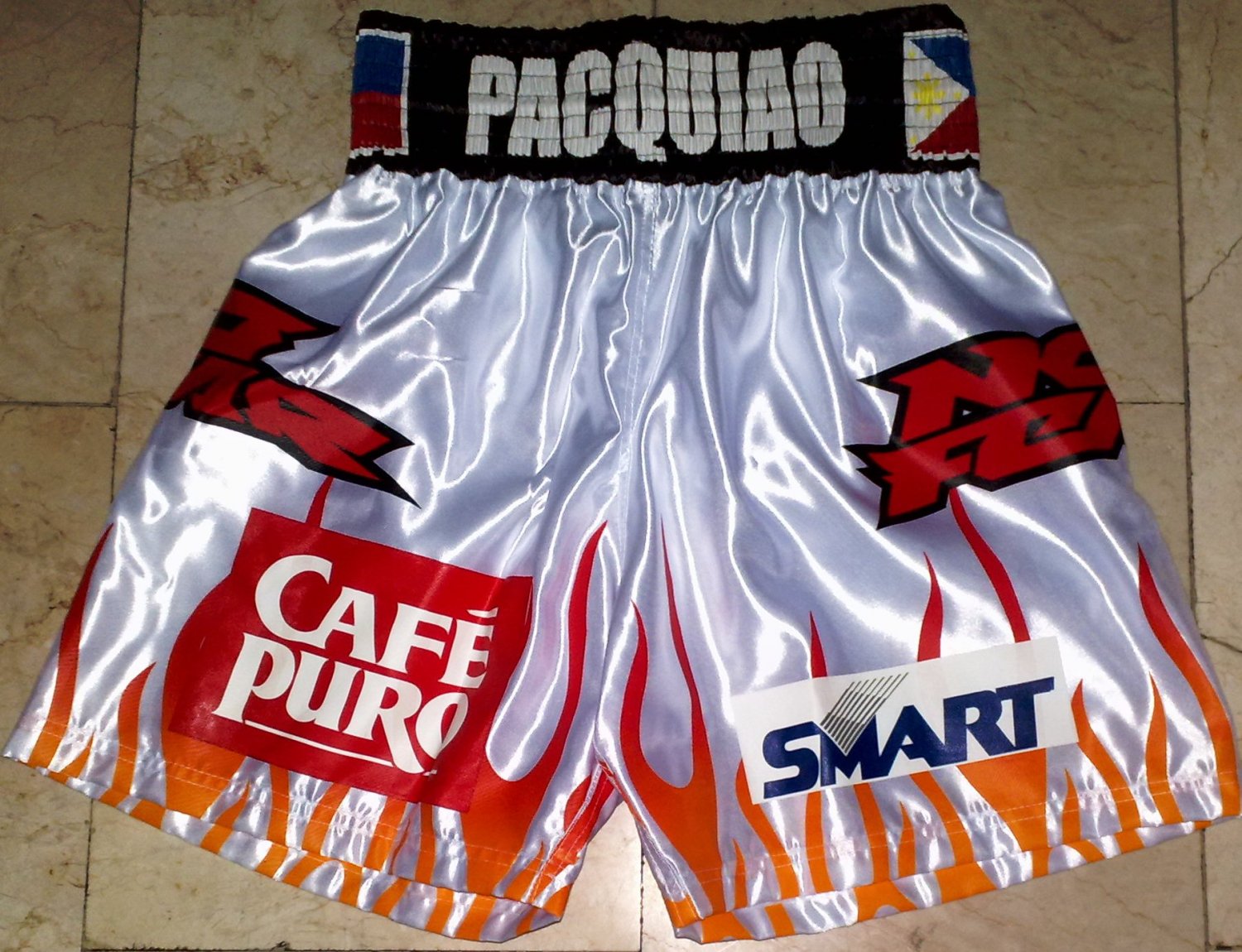MANNY PACQUIAO Boxing Trunks vs. SOLIS sz XL New