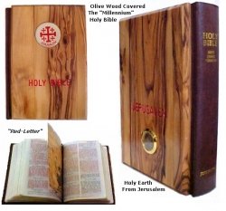 Olive Wood Millennium Bible with Jerusalem Stones