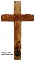 Olive Wood Cross with Jerusalem Holy Earth