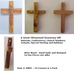 Olivewood Pocket Cross / PK OF 25 Crosses