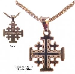 Small silver Jerusalem cross necklace