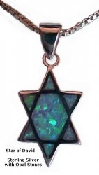 Silver Star Of David With Opals