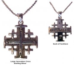 Large Silver Jerusalem Cross Necklace