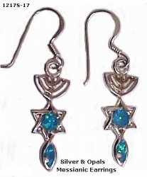 Silver and Opals Messianic Earrings