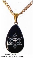 Onyx Necklace- Cross and Star of David/ Gold