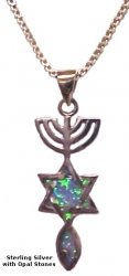 Messianic Seal Silver with Opals Silver and Opals Necklace