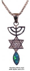 Menorah, Star and Fish Silver and with Opal and CZ's