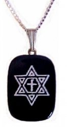 Onyx Necklace- Cross and Star / Silver