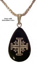 Onyx Necklace With Jerusalem Cross