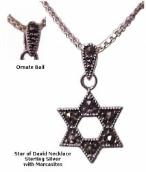 Silver Star of David with Marcasites