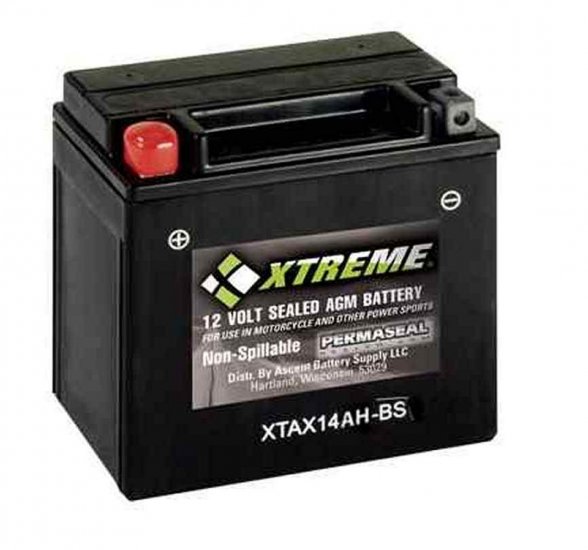 XTA14AH-BS Xtreme AGM Powersport Battery