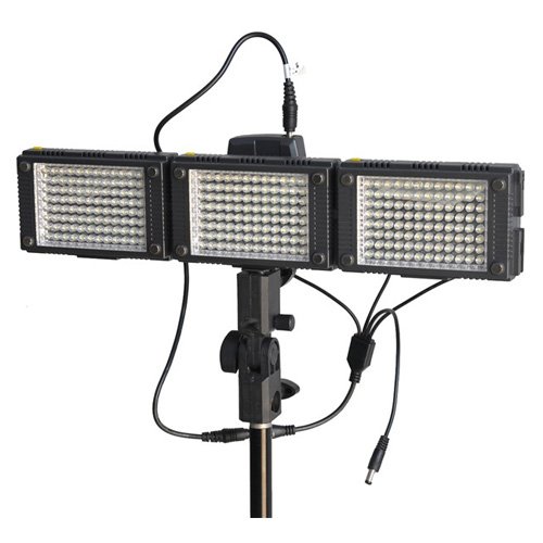HDV-Z96 (3pcs) 5600K LED Video Lights for DV Camcorder Lighting+Support Stand + Sony adapter