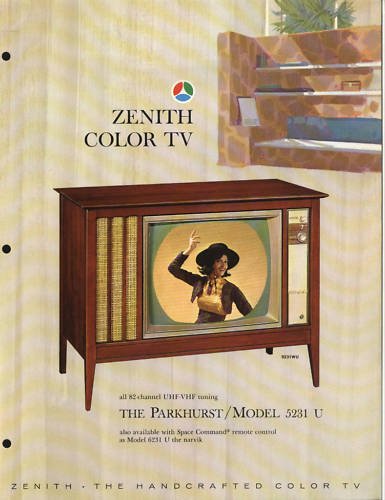 Vintage 1965 Zenith Color TV advertisement Model 5231WU