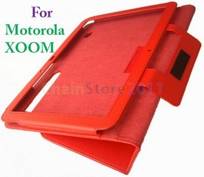 New Designed Red Leather Case Cover Skin for Motolora XOOM