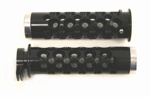 SUZUKI GSXR 600/750/1000/1300 HAYABUSA (97-07) ANODIZED BLACK GRIPS W/ ROUND HOLES & FLAT END CAPS