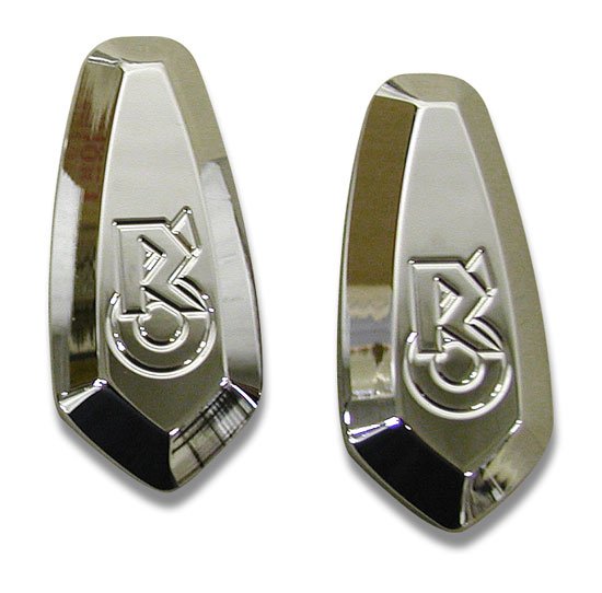 YAMAHA R6 (98-04) CHROME PLATED MIRROR PLATES ENGRAVED "R6" (PART # CA2950)