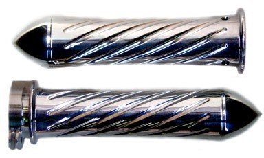 HONDA CHROMED STRAIGHT GRIPS WITH SWIRLED DESIGN & POINTED ENDS