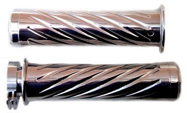 HONDA CHROMED STRAIGHT GRIPS WITH SWIRLED DESIGN & FLAT ENDS